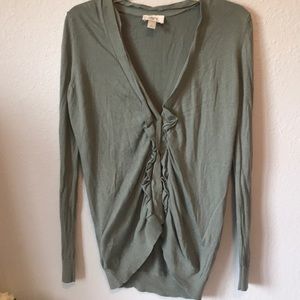 Loft Med ruffle front button cardigan